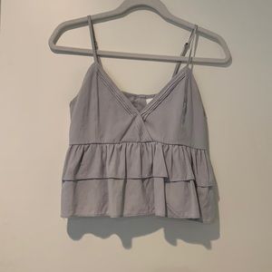 DO + BE light blue ruffle top